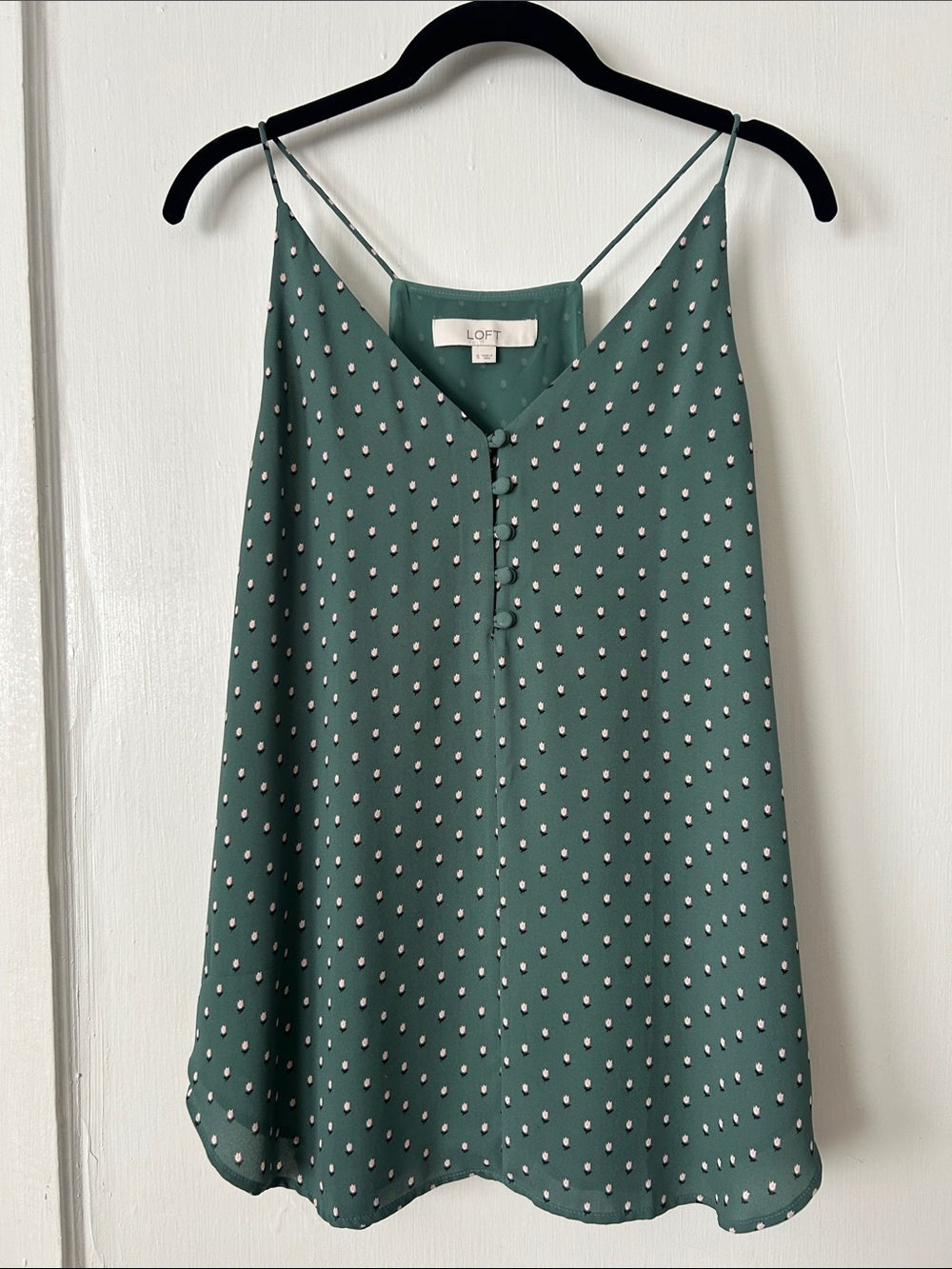 LOFT Teal Green Polka Dot Spaghetti Strap Camisole